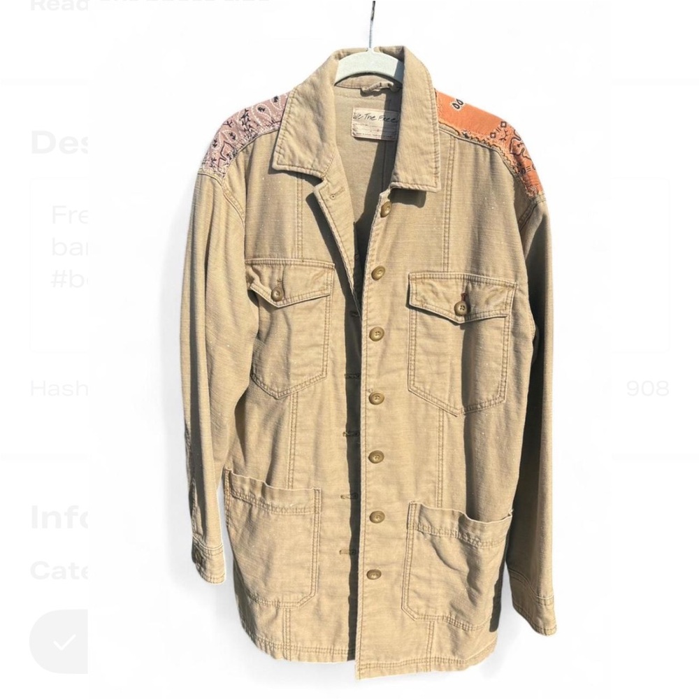 We The Free Beige Jacket with Orange Pattern - Picture 2 of 3